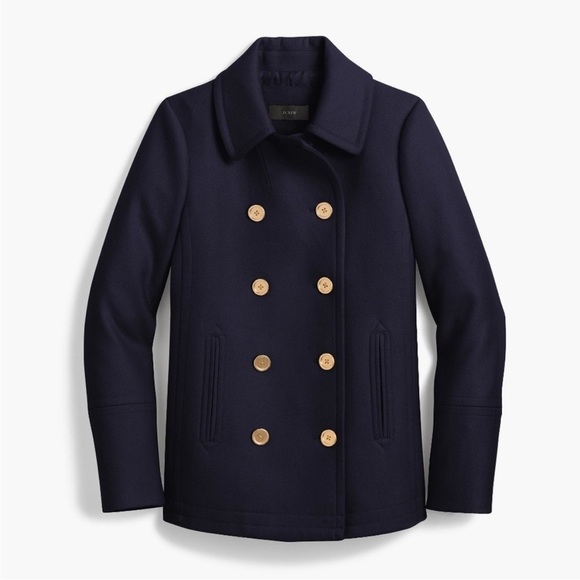 J. Crew Jackets & Blazers - J Crew Andover Peacoat in Italian Wool Navy Size 2 NEW